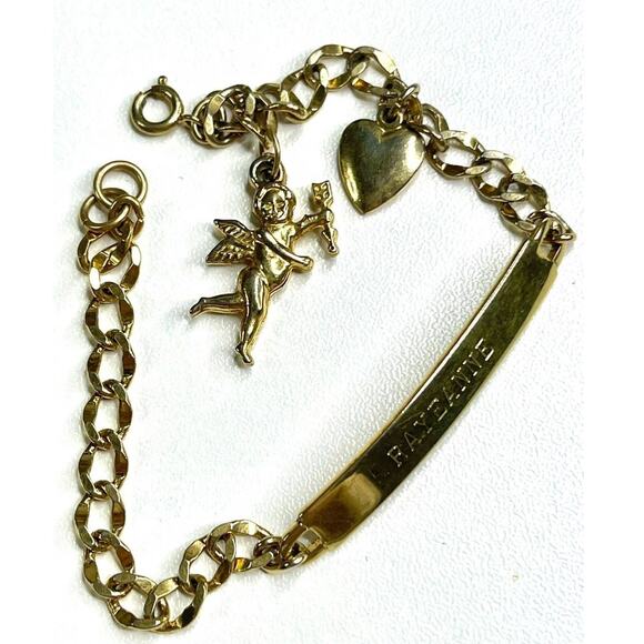 VINTAGE Bracelet Signed SPEIDEL ID Charm Vtg Gold Tone COSTUME JEWELRY AU05 - Picture 1 of 3
